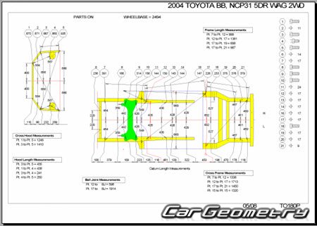    Toyota bB (NCP3#) 2000-2005 (RH Japanese market) Body dimensions