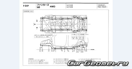 Toyota Funcargo (NCP2#) 1999-2005 (RH Japanese market) Body dimensions