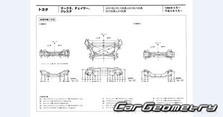 Toyota Cresta (X10) 1996–2001 (RH Japanese market) Body dimensions