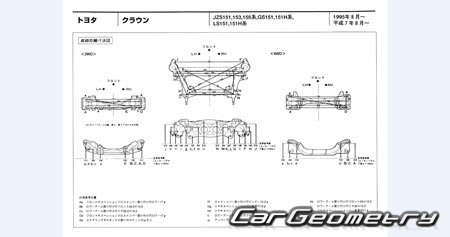 Toyota Crown (S150) 1995–2001 (RH Japanese market) Body dimensions