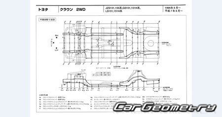 Toyota Crown (S150) 1995–2001 (RH Japanese market) Body dimensions