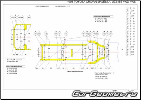 Toyota Crown Majesta (S150) 1995-1999 (RH Japanese market) Body dimensions