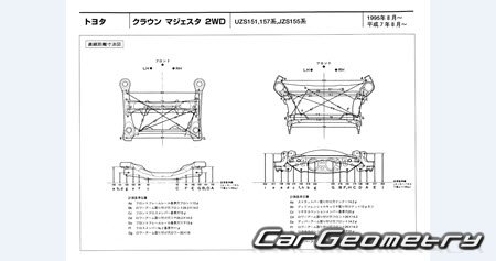 Toyota Crown Majesta (S150) 1995-1999 (RH Japanese market) Body dimensions