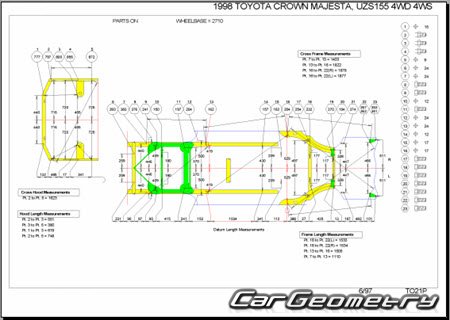 Toyota Crown Majesta (S150) 1995-1999 (RH Japanese market) Body dimensions