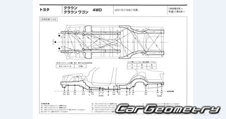 Toyota Crown Estate (S170) 1999-2007 (RH Japanese market) Body dimensions