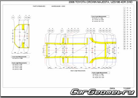 Toyota Crown Majesta (S180) 2004-2009 (RH Japanese market) Body dimensions