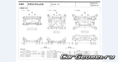 Toyota Crown Majesta (S180) 2004-2009 (RH Japanese market) Body dimensions