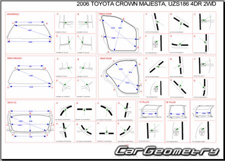 Toyota Crown Majesta (S180) 2004-2009 (RH Japanese market) Body dimensions