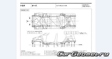 Toyota Opa (ACT10 ZCT10 ZCT15) 2000-2005 (RH Japanese market) Body dimensions