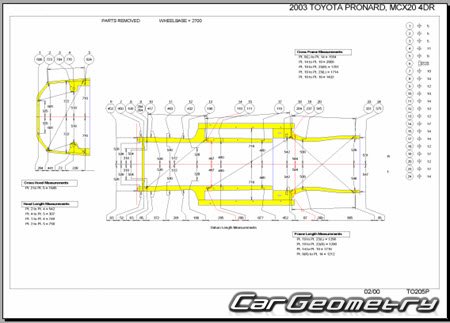 Toyota Pronard (MCX20) 2000-2004 (RH Japanese market) Body dimensions