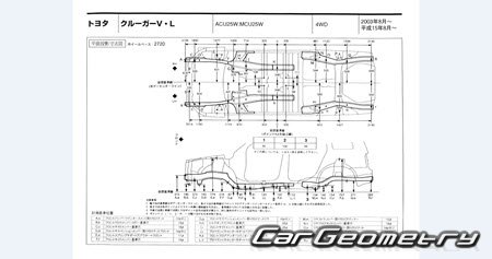 Toyota Kluger V (XU20) 2000-2007 (RH Japanese market) Body dimensions