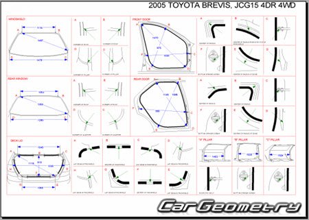 Toyota Brevis (JCG10 JCG11 JCG15) 20012007 (RH Japanese market) Body dimensions