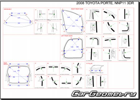 Toyota Porte (NP10 NP11) 2004-2012 (RH Japanese market) Body dimensions