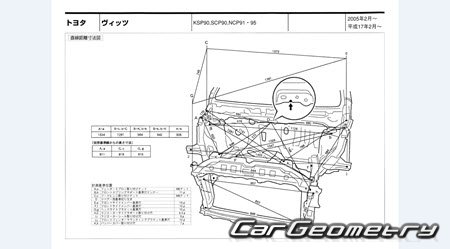 Toyota Vitz (SP90 CP9#) 2005-2010 (RH Japanese market) Body dimensions