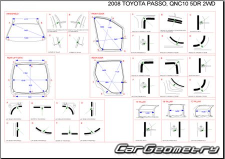 Toyota Passo (KGC10 KGC15 QNC10) 2004-2010 (RH Japanese market) Body dimensions