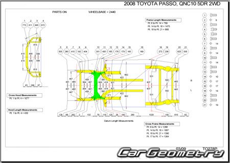 Toyota Passo (KGC10 KGC15 QNC10) 2004-2010 (RH Japanese market) Body dimensions