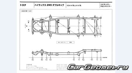 Toyota Hilux 1997-2004 (RH Japanese market) Body dimensions