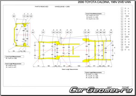 Toyota Caldina Van (T19#V) 19922002 (RH Japanese market) Body dimensions