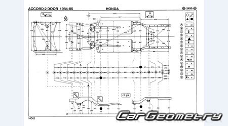 Honda Accord & Vigor (AC AD) 1983-1985 (RH Japanese market) Body dimensions