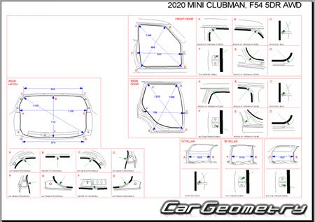 MINI Cooper Clubman (F54) 2015-2022 Body dimensions