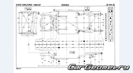 Honda Civic & Ballade 1983-1987 (RH Japanese market) Body dimensions