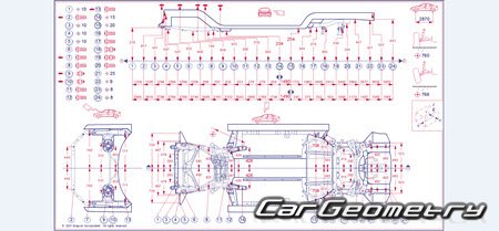 Размеры кузова Acura TLX 2021-2026 Body Repair Manual