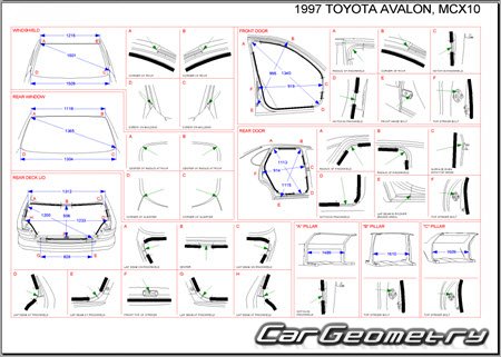 Toyota Avalon (MCX10) 19942000 (RH Japanese market) Body dimensions