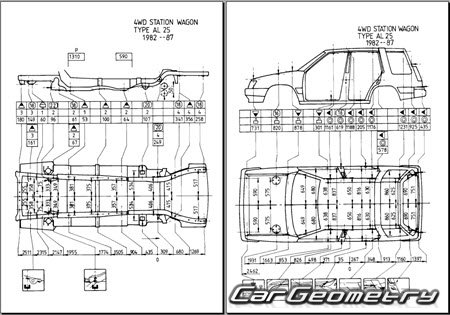 Toyota Sprinter Carib (AL25G) 1982-1988 (RH Japanese market) Body dimensions