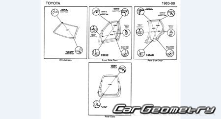 Toyota Sprinter Carib (AL25G) 1982-1988 (RH Japanese market) Body dimensions