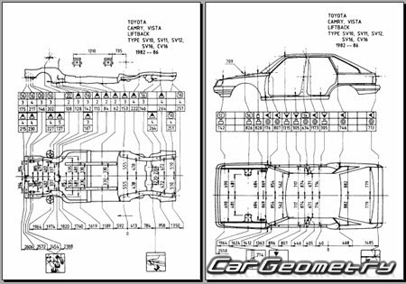 Toyota Camry & Vista (V10) 1982-1986 (RH Japanese market) Body dimensions