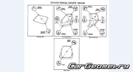 Toyota Corsa & Corolla II & Tercel (AL20) 1982-1989 (RH Japanese market) Body dimensions