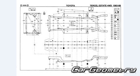 Toyota Corsa & Corolla II & Tercel (AL20) 1982-1989 (RH Japanese market) Body dimensions