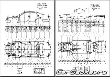   Honda Ascot & Rafaga (CE4 CE5) 1993-1997 (RH Japanese market) Body dimensions