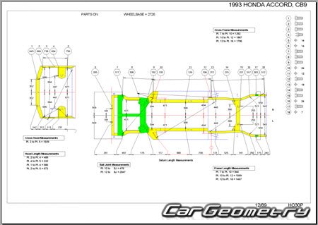 Honda Accord (CB6 CB9) 1991-1994 (RH Japanese market) Body dimensions