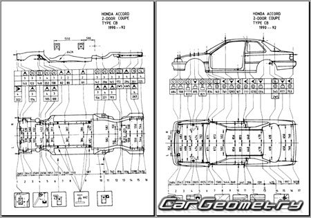 Honda Accord (CB6 CB9) 1991-1994 (RH Japanese market) Body dimensions