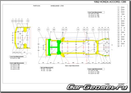 Honda Accord (CB6 CB9) 1991-1994 (RH Japanese market) Body dimensions