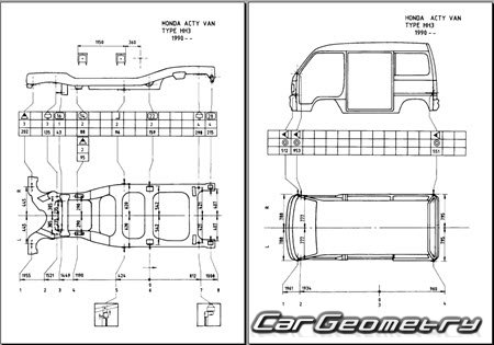 Honda Acty & Street (HA3 HA4 HH3 HH4) 1991-1999 (RH Japanese market) Body dimensions