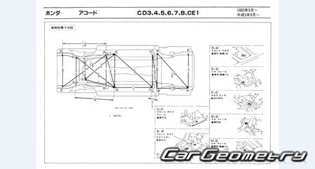 Honda Accord (CD3-8 CE1) 1993-1997 (RH Japanese market) Body dimensions