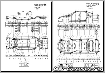 Honda Accord (CD3-8 CE1) 1993-1997 (RH Japanese market) Body dimensions