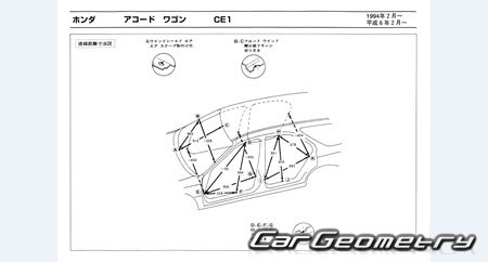 Honda Accord (CD3-8 CE1) 1993-1997 (RH Japanese market) Body dimensions