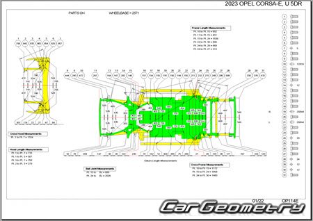 Opel Corsa-e (F) 20192026 (5DR Hatchback) Body dimensions