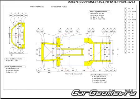 Nissan Wingroad (Y12) 20052018 (RH Japanese market) Body dimensions