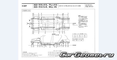 Toyota Corolla Spacio (E12#) 2001-2007 Body dimensions