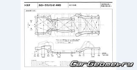 Toyota Corolla Spacio (AE111N AE115N) 1997-2001 (RH Japanese market) Body dimensions