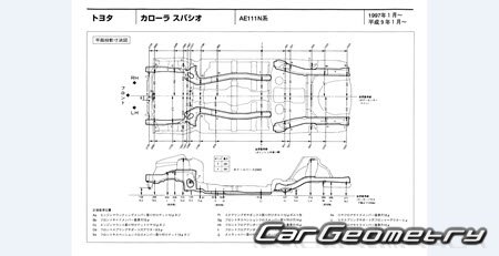 Toyota Corolla Spacio (AE111N AE115N) 1997-2001 (RH Japanese market) Body dimensions