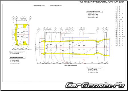   Nissan President (G50) 1990-2002 (RH Japanese market) Body dimensions