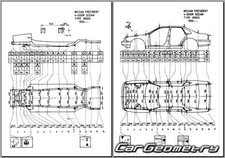   Nissan President (G50) 1990-2002 (RH Japanese market) Body dimensions