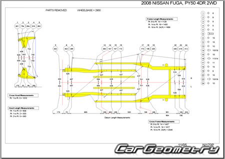   Nissan Fuga (Y50) 2004-2010 (RH Japanese market) Body dimensions