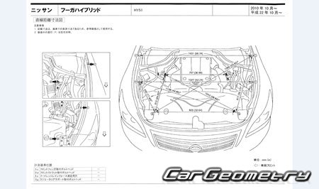   Nissan Fuga Hybrid (HY51) 2010-2017 (RH Japanese market) Body dimensions