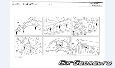   Nissan Fuga Hybrid (HY51) 2010-2017 (RH Japanese market) Body dimensions